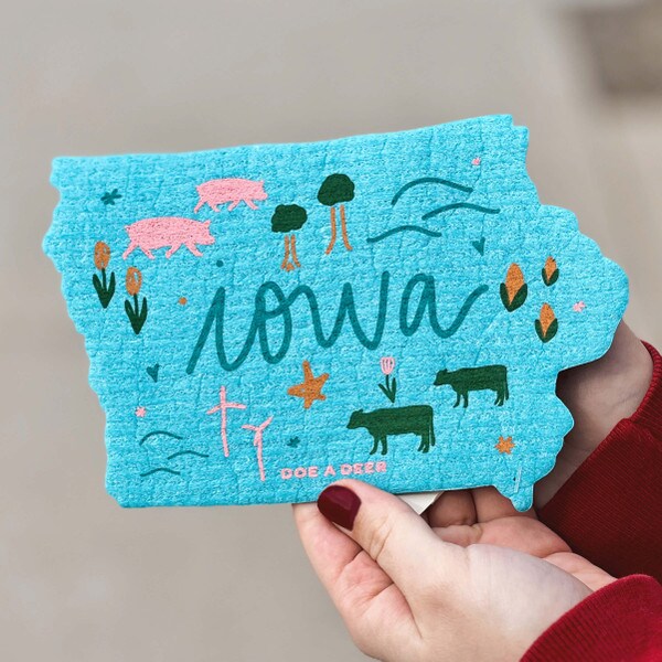 State of Iowa Shaped Swedish Dishcloth